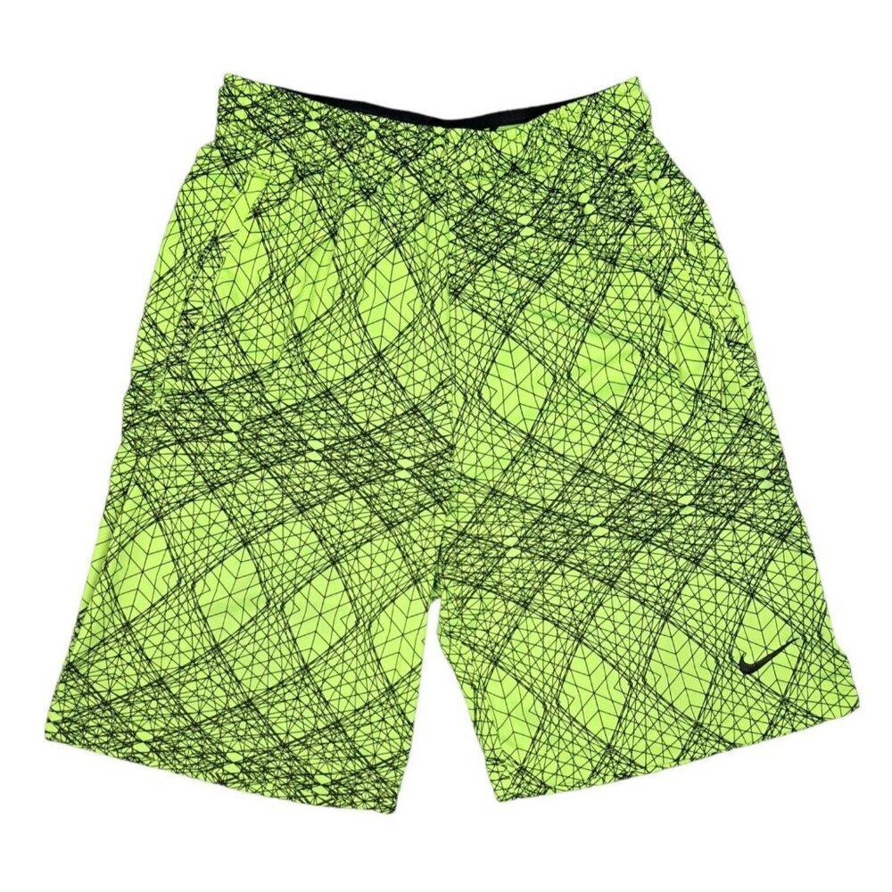 Nike‎ Dri-Fit Men's Mesh 9" Training Athletic Shorts Sz S Geometric Yellow Black